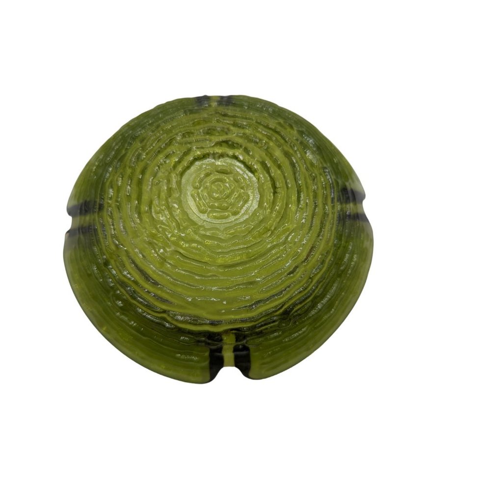 Vintage MCM Anchor Hocking Glass Ashtray Soreno Avacado Green Ripple 4” - Picture 7 of 9